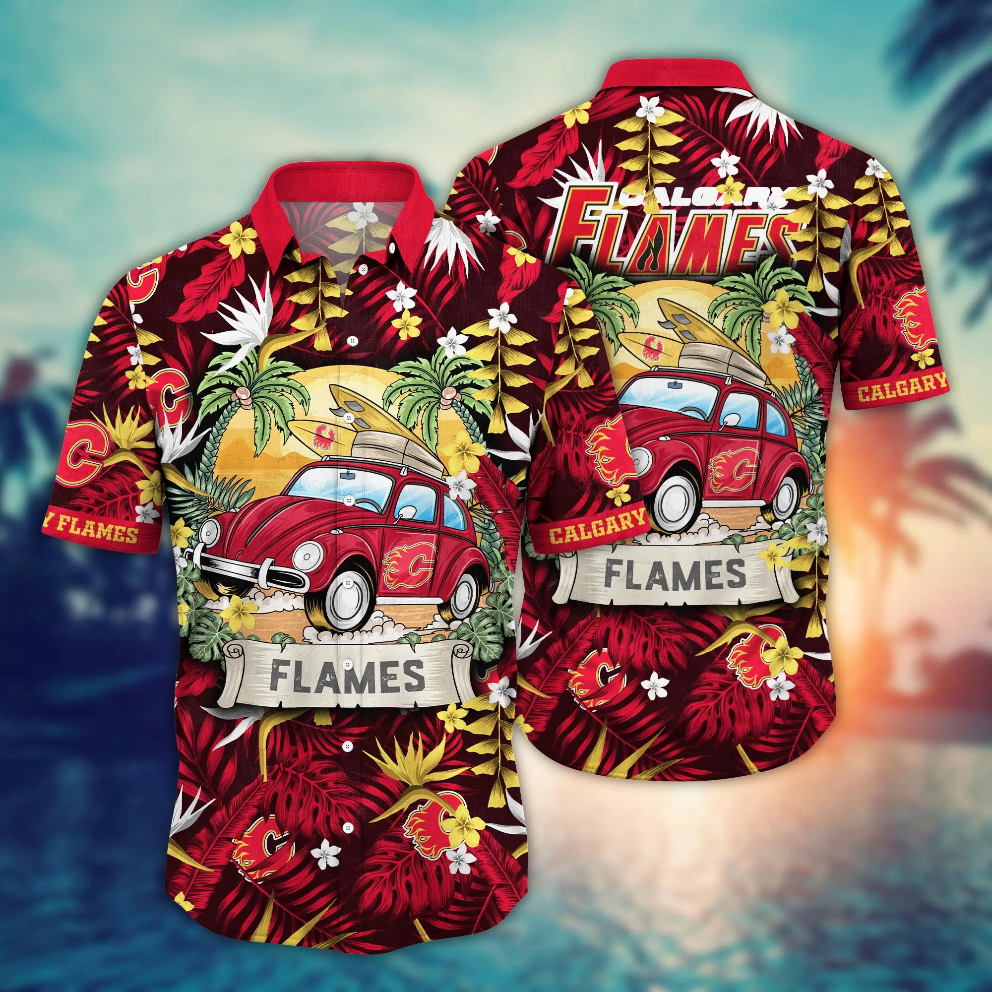 Calgary Flames NHL Hawaiian Shirt Shortstime Aloha Shirt Calgary Flames NHL Hawaiian Shirt Shortstime Aloha Shirt