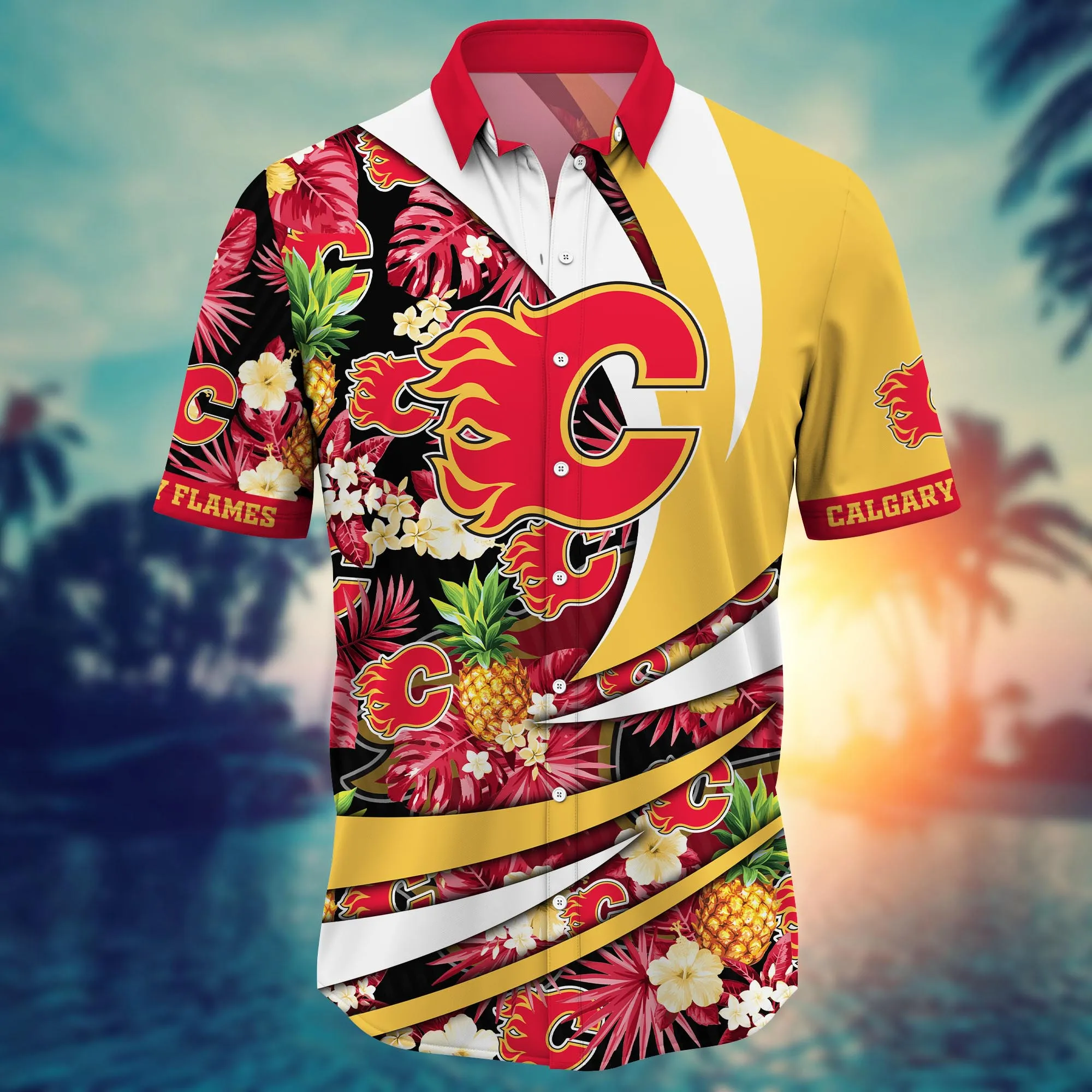 Calgary Flames NHL Hawaiian Shirt Sun-Soaked Aloha Shirt