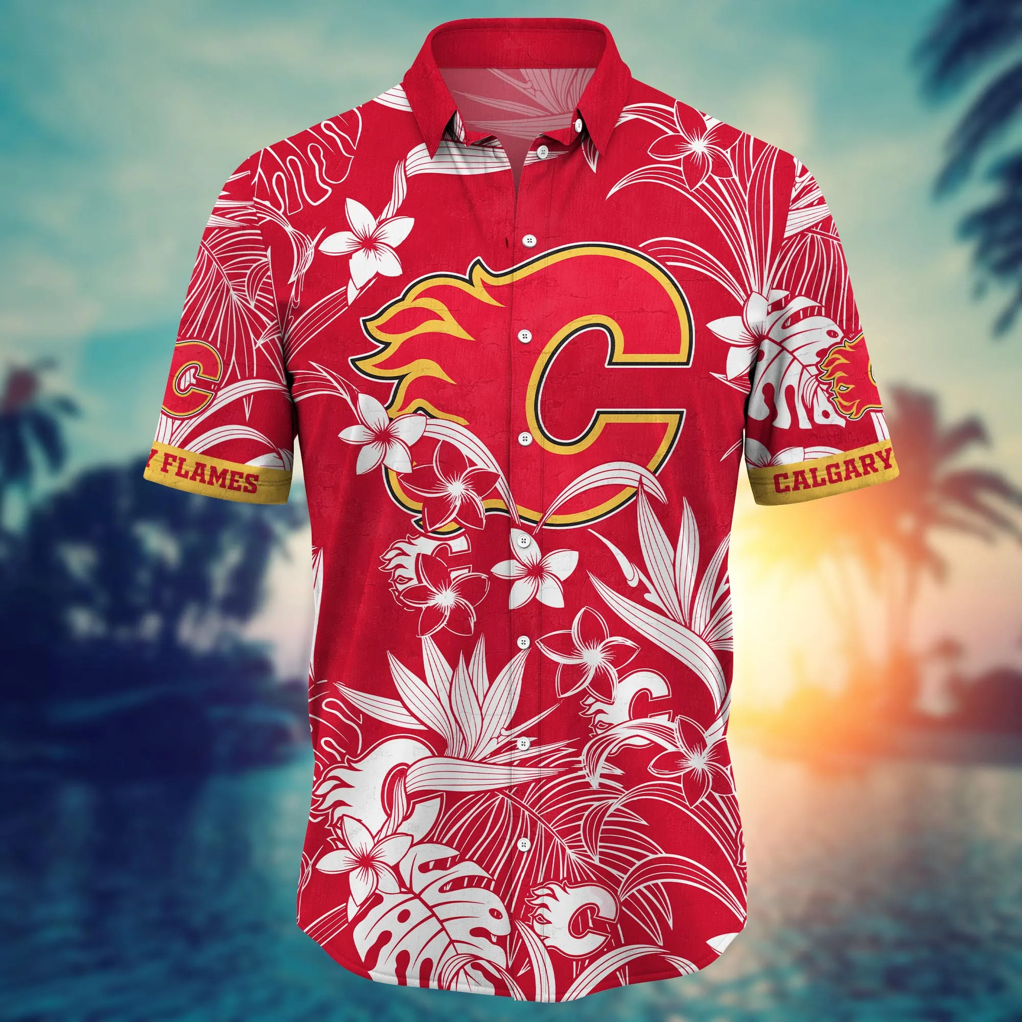 Calgary Flames NHL Hawaiian Shirt Warm Breezes Aloha Shirt