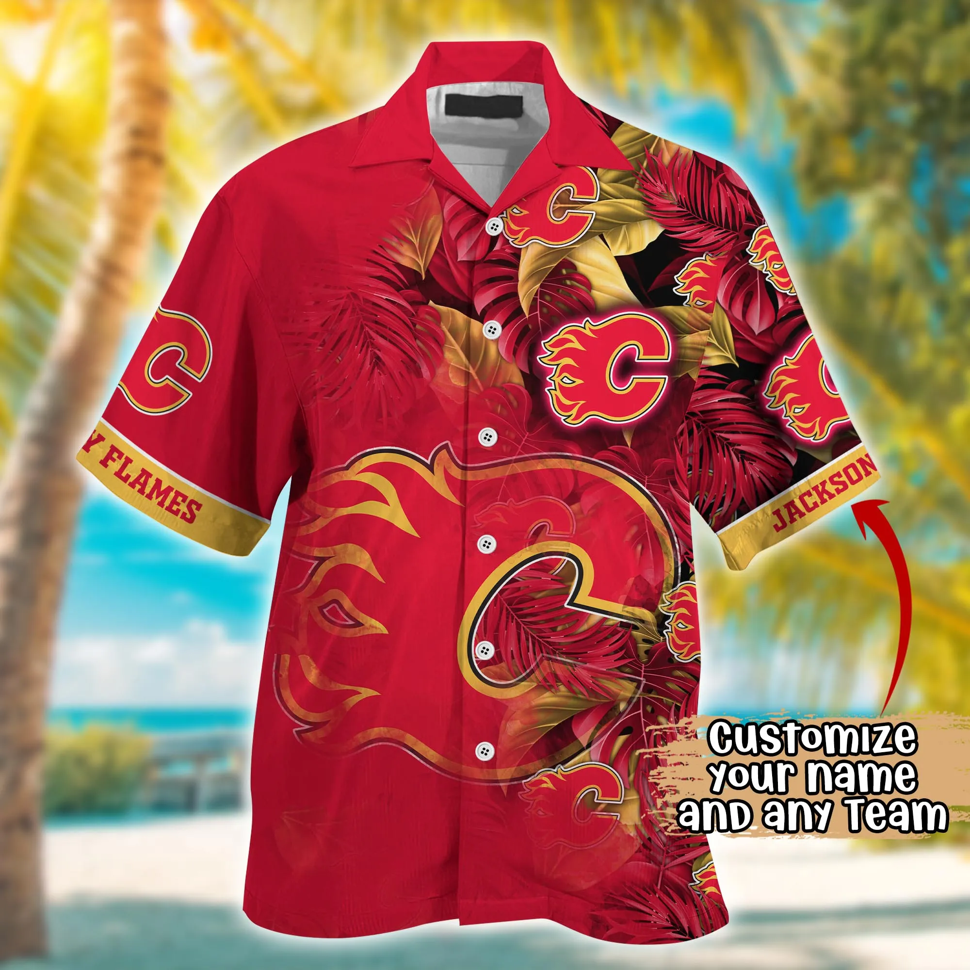 Calgary Flames NHL Summer Hawaii Shirt And Tshirt Custom Aloha Shirt
