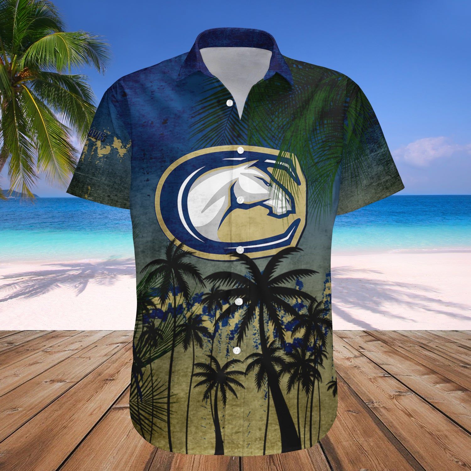 California Davis Aggies Hawaii Shirt Coconut Tree Tropical Grunge – NCAA
