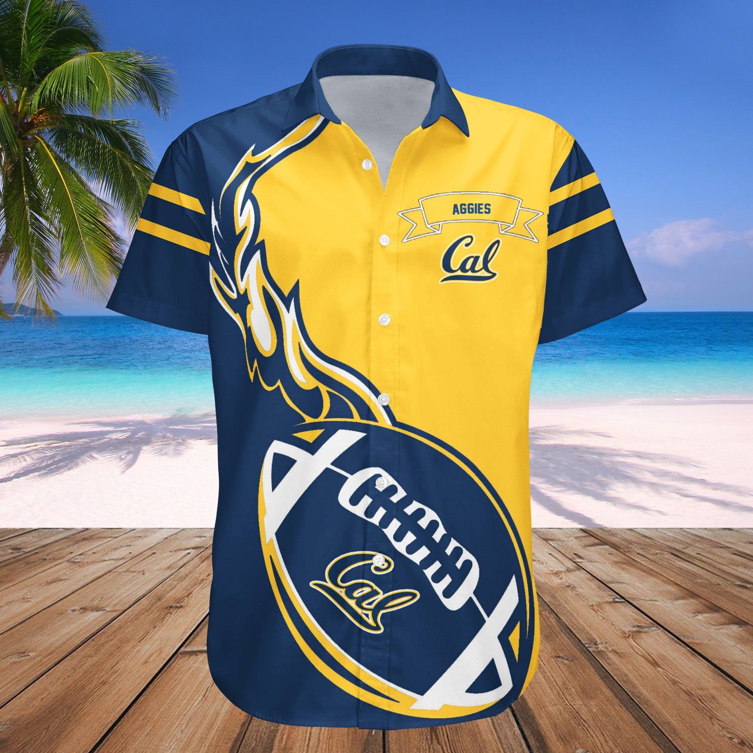 California Davis Aggies Hawaii Shirt Flame Ball – NCAA