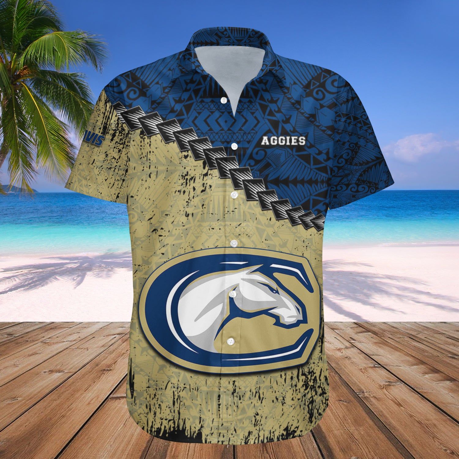 California Davis Aggies Hawaii Shirt Grunge Polynesian Tattoo – NCAA