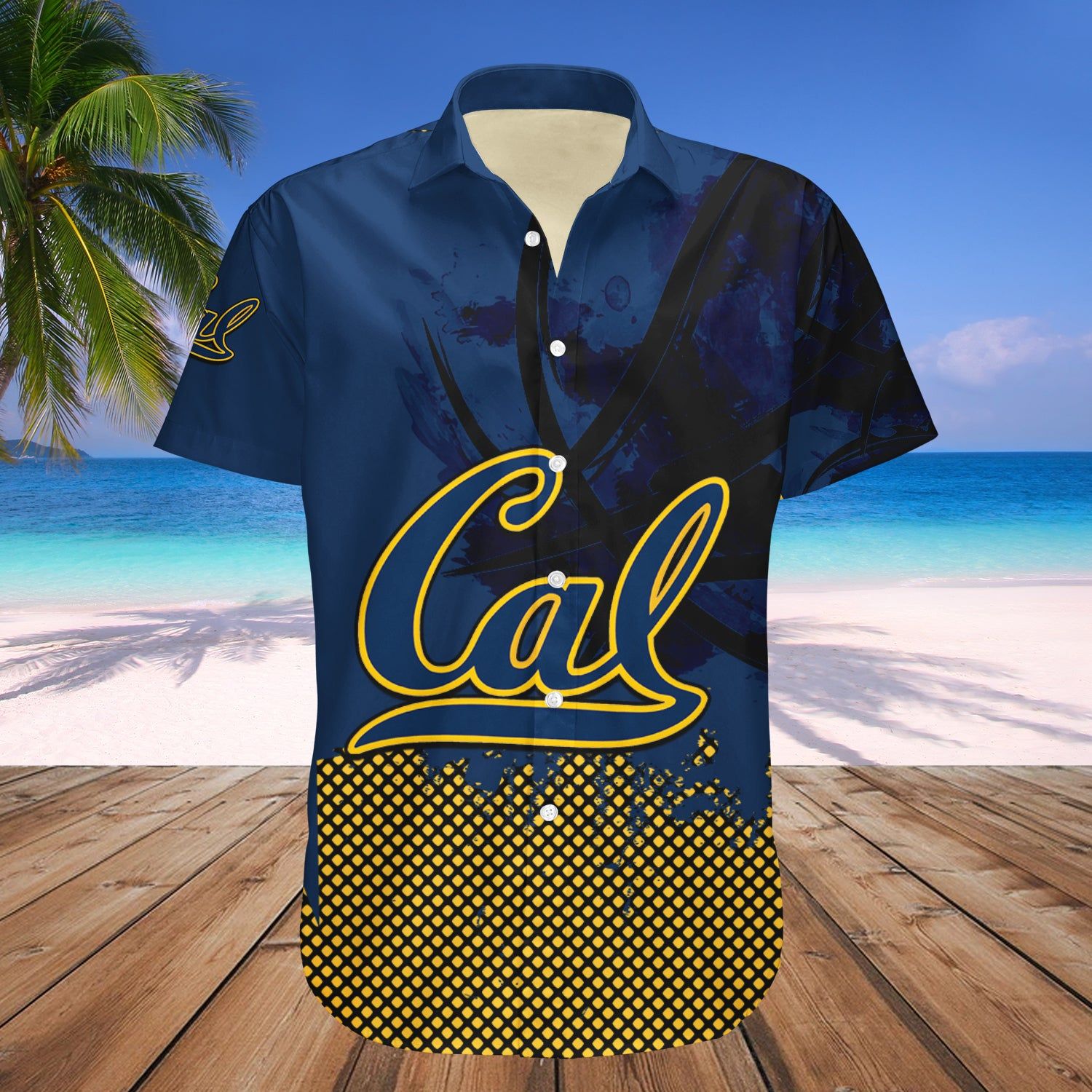 California Golden Bears Hawaii Shirt Basketball Net Grunge Pattern – NCAA