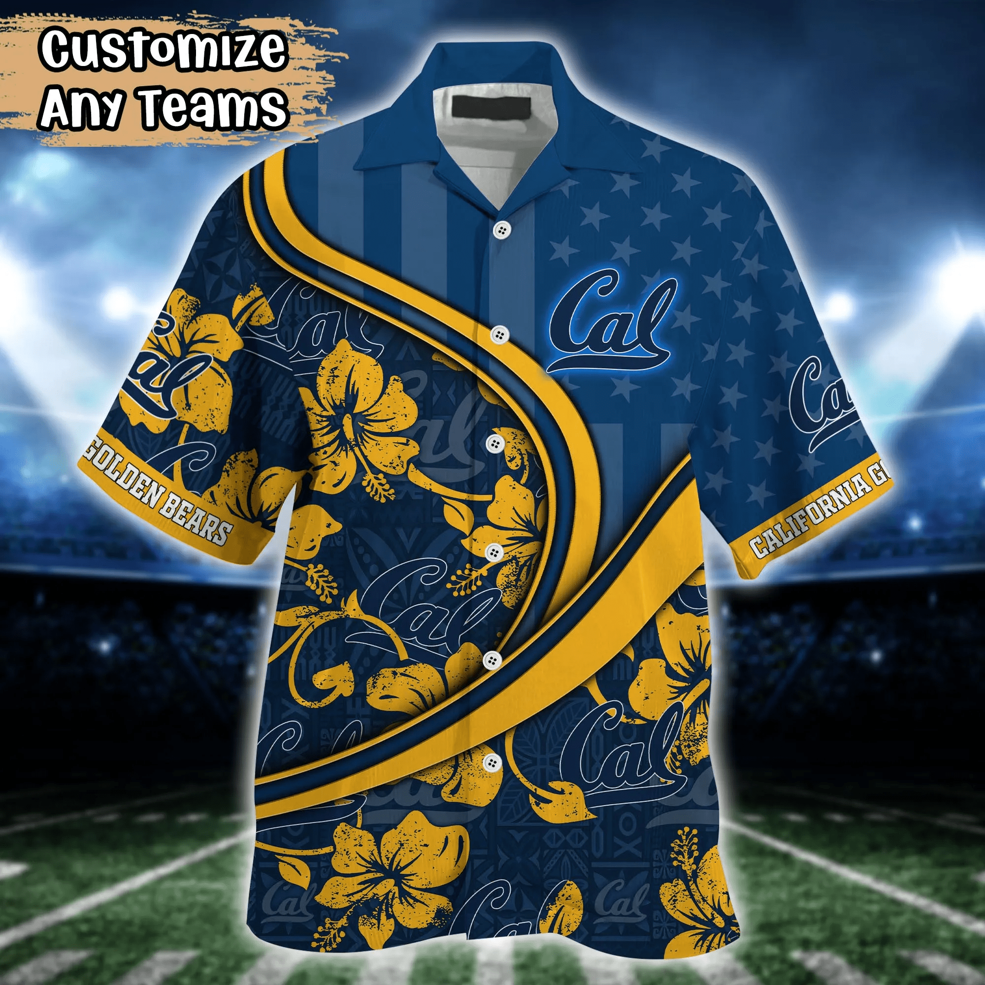 California Golden Bears NCAA Us Flag Hawaiian Shirt Custom Summer Aloha Shirt