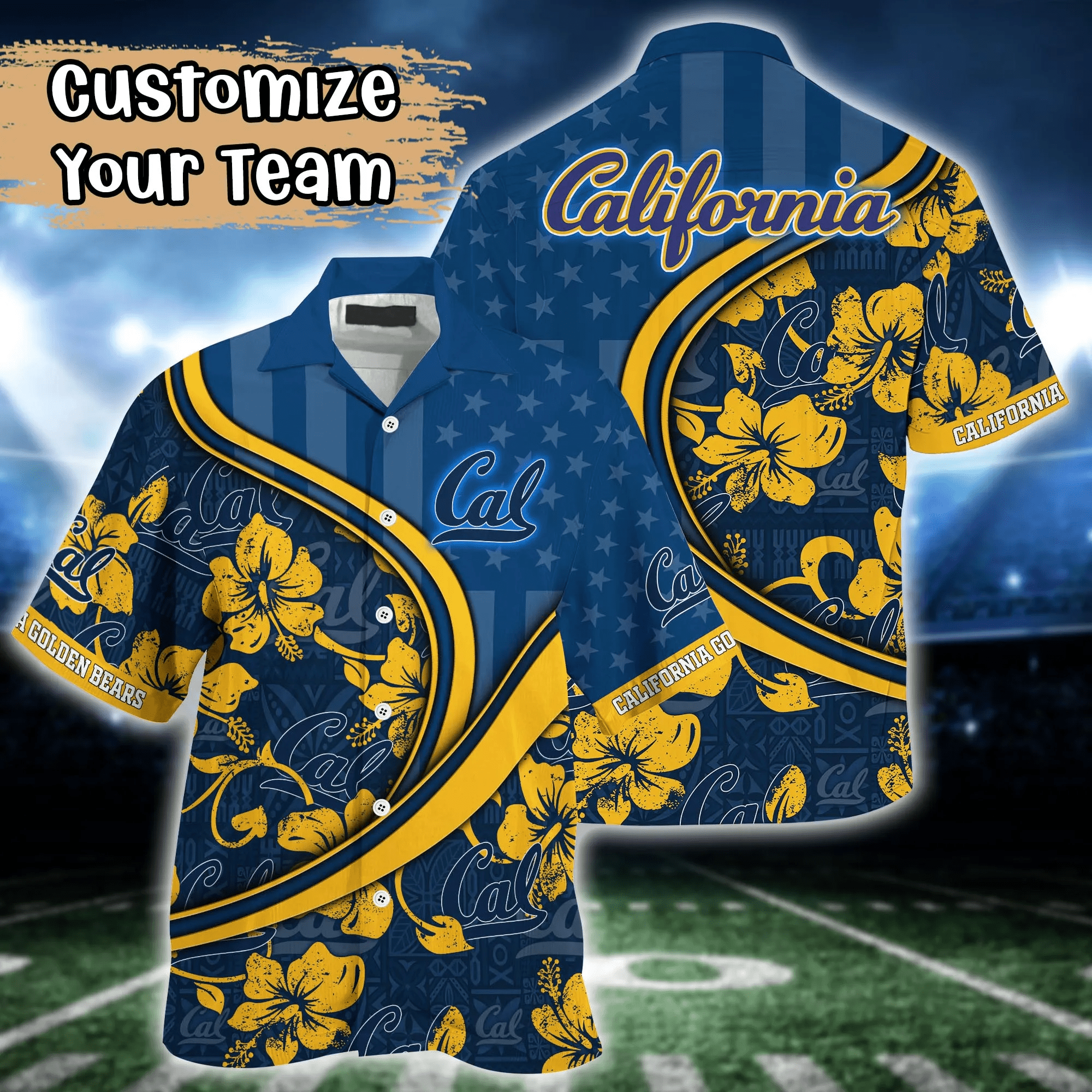 California Golden Bears NCAA Us Flag Hawaiian Shirt Custom Summer Aloha Shirt