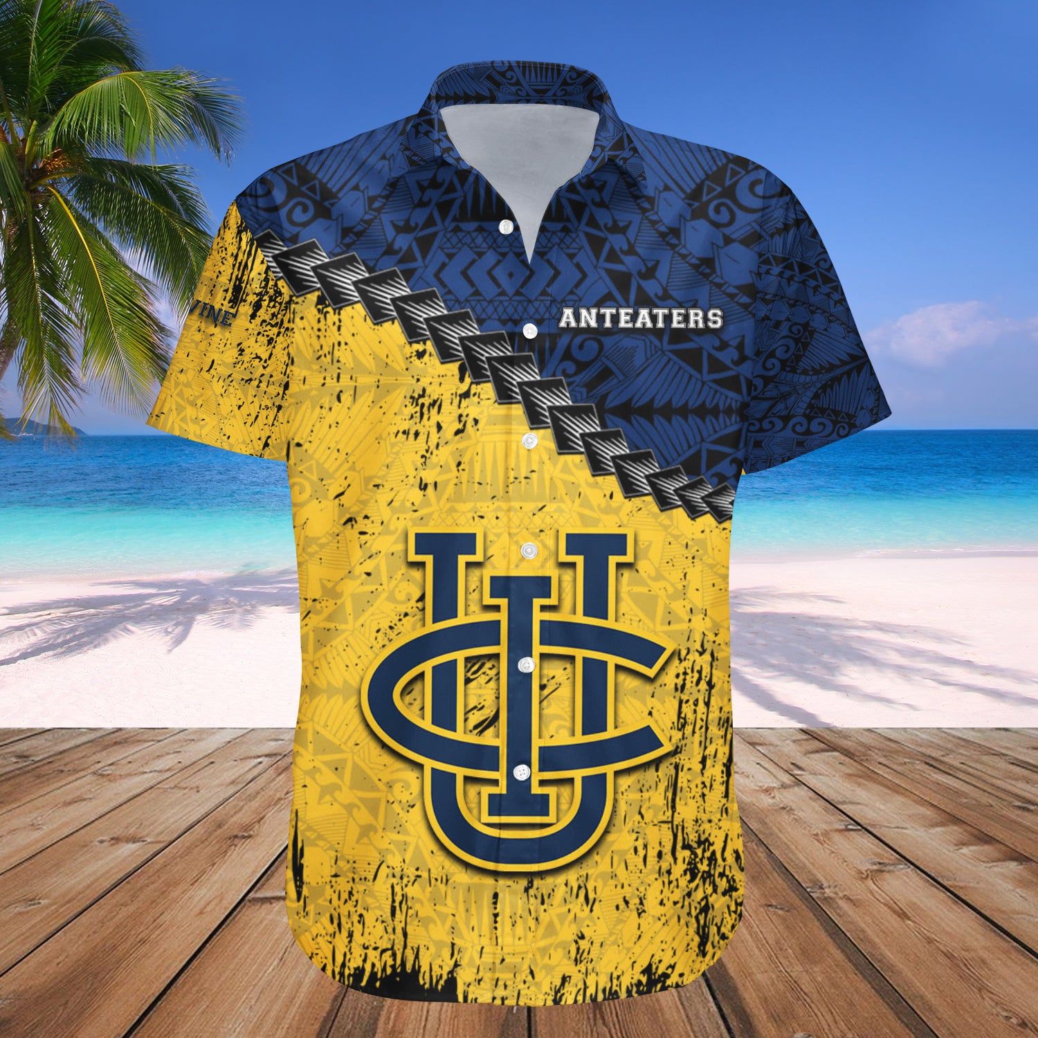 California Irvine Anteaters Hawaii Shirt Grunge Polynesian Tattoo – NCAA