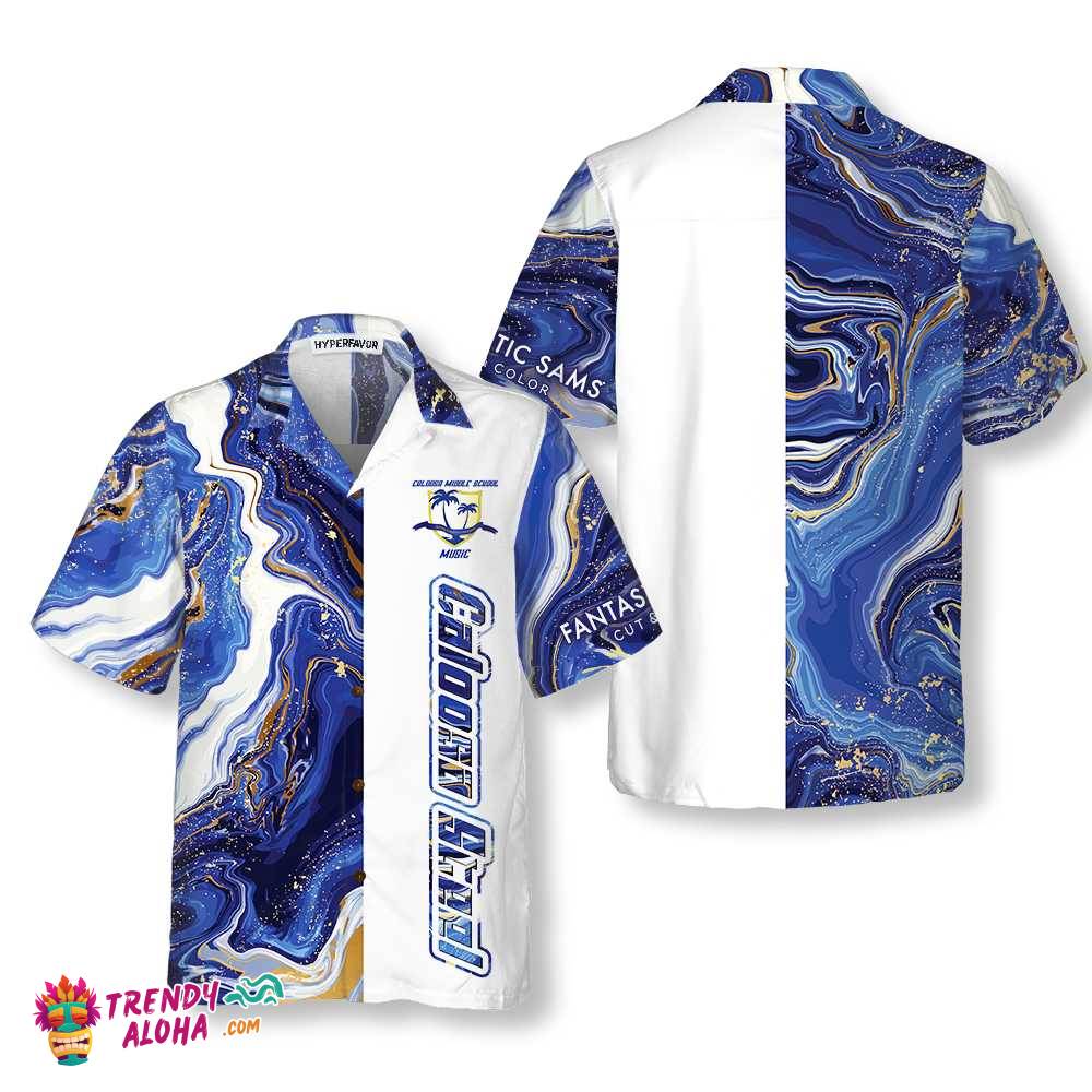Caloosa Steel Blue Marble Hawaiian Shirt Caloosa Steel Blue Marble Hawaiian Shirt