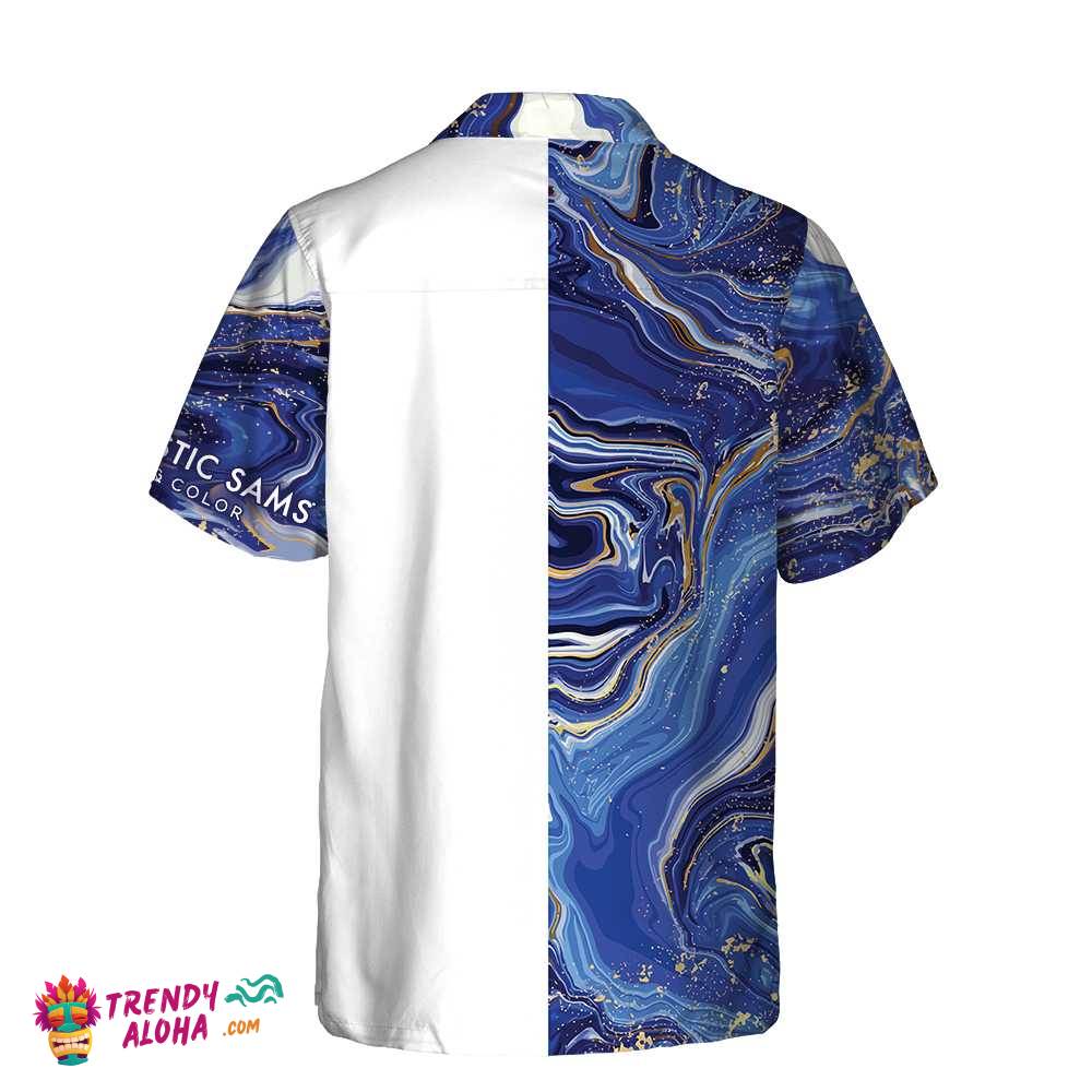 Caloosa Steel Blue Marble Hawaiian Shirt