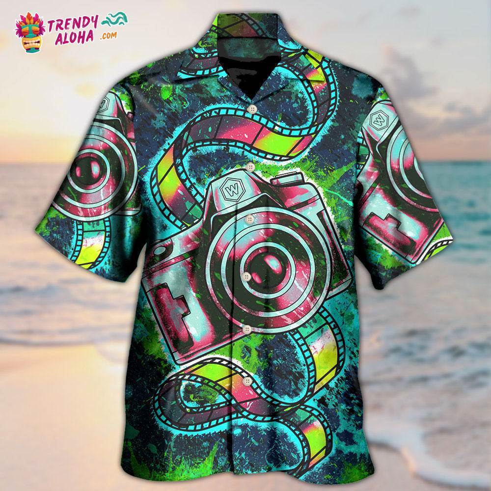 Camera Abstract Colorful Retro Amazing Camera Hawaiian Shirt – Trendy Aloha