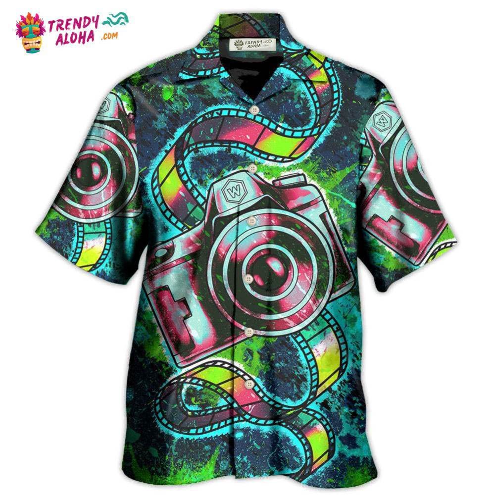 Camera Abstract Colorful Retro Amazing Camera Hawaiian Shirt – Trendy Aloha