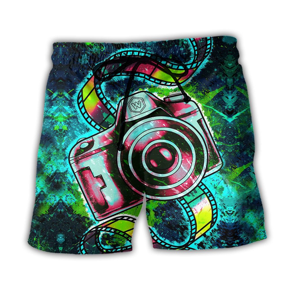 Camera Abstract Colorful Retro Amazing Camera Trendy Aloha Hawaiian Beach Shorts Camera Abstract Colorful Retro Amazing Camera Trendy Aloha Hawaiian Beach Shorts