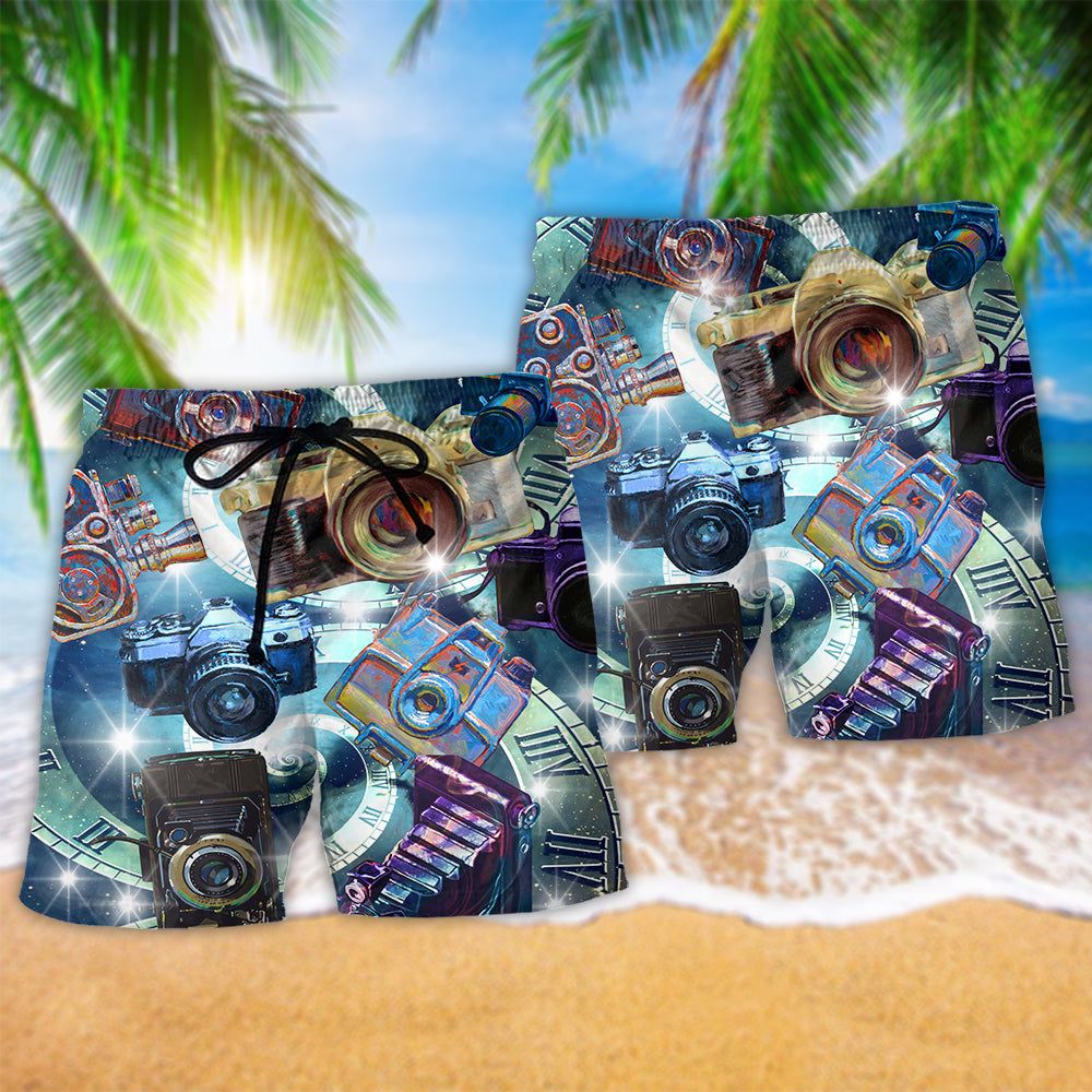 Camera Good Keep Great Memmories Retro Trendy Aloha Hawaiian Beach Shorts