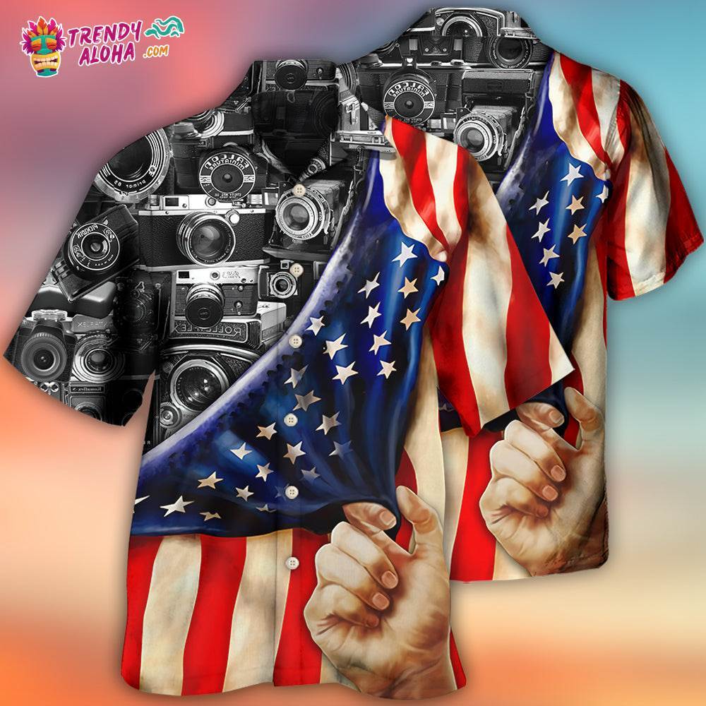 Camera Independence Day America Hawaiian Shirt – Trendy Aloha