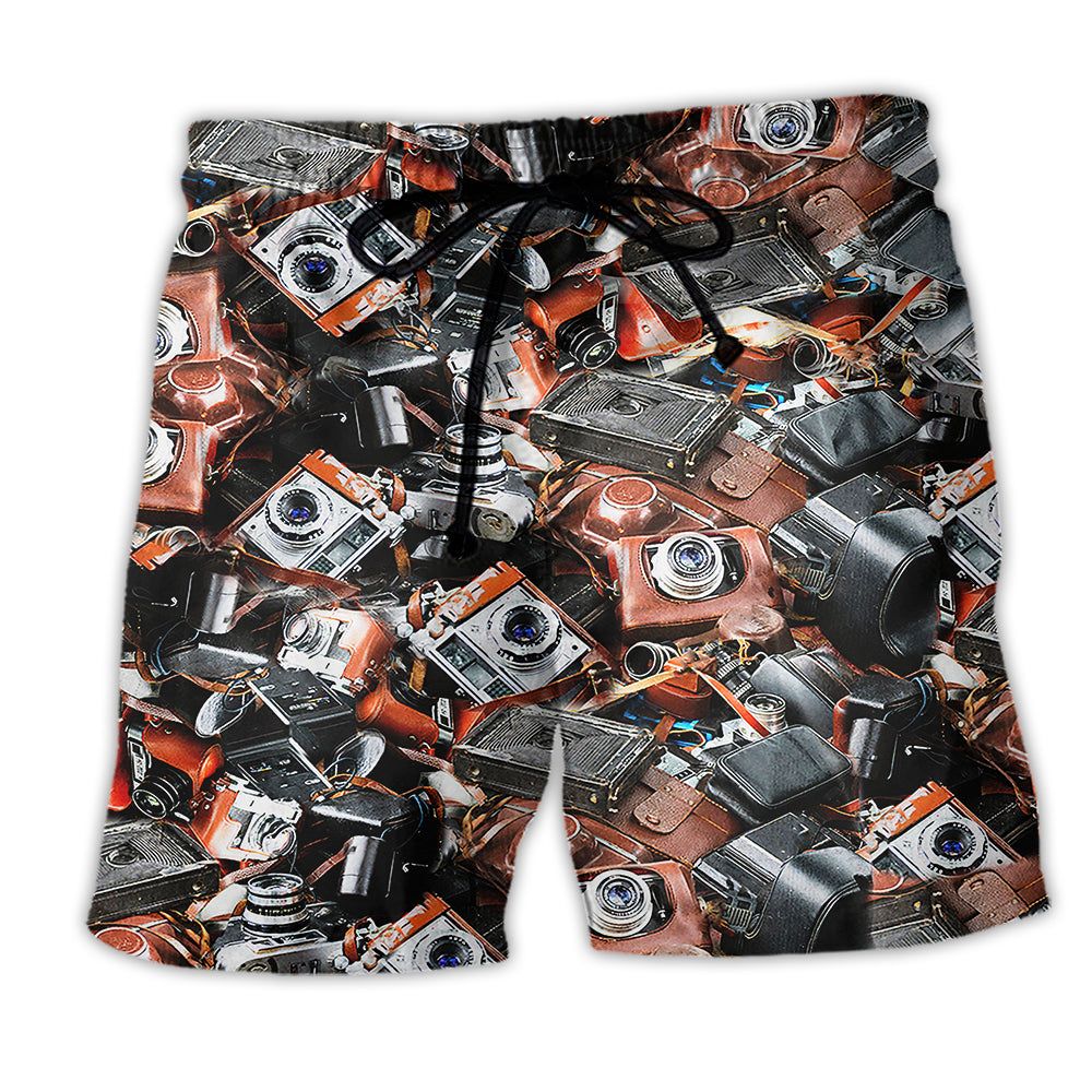 Camera Retro Love Life Vintage Trendy Aloha Hawaiian Beach Shorts Camera Retro Love Life Vintage Trendy Aloha Hawaiian Beach Shorts