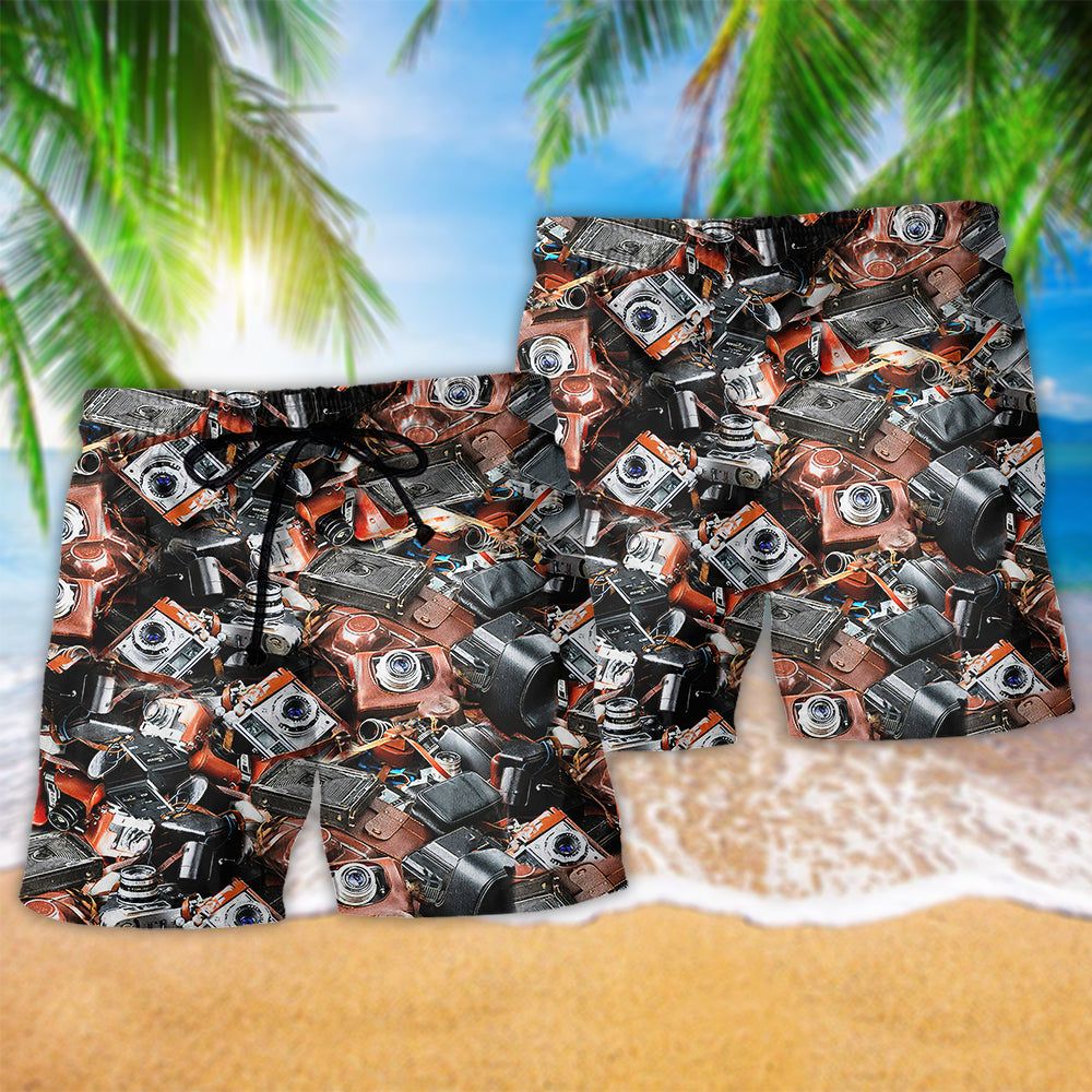 Camera Retro Love Life Vintage Trendy Aloha Hawaiian Beach Shorts