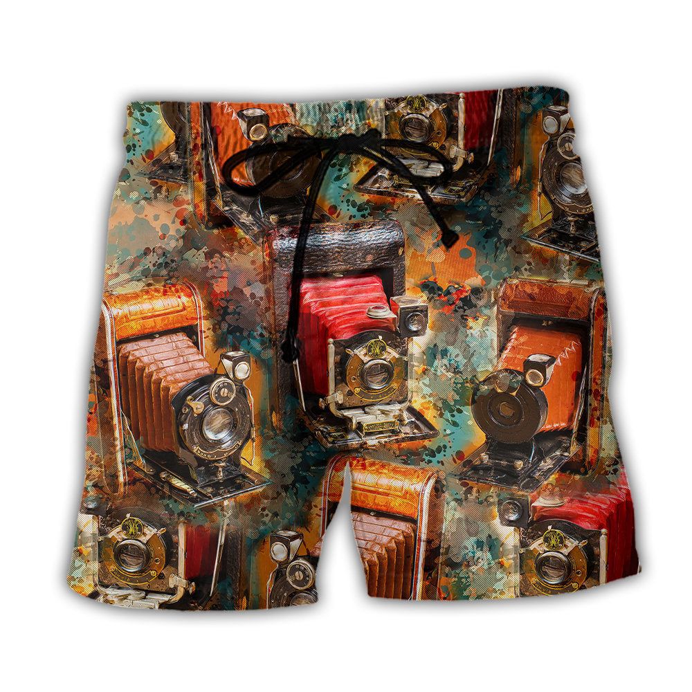 Camera Vintage Old Retro Film Camera Trendy Aloha Hawaiian Beach Shorts Camera Vintage Old Retro Film Camera Trendy Aloha Hawaiian Beach Shorts