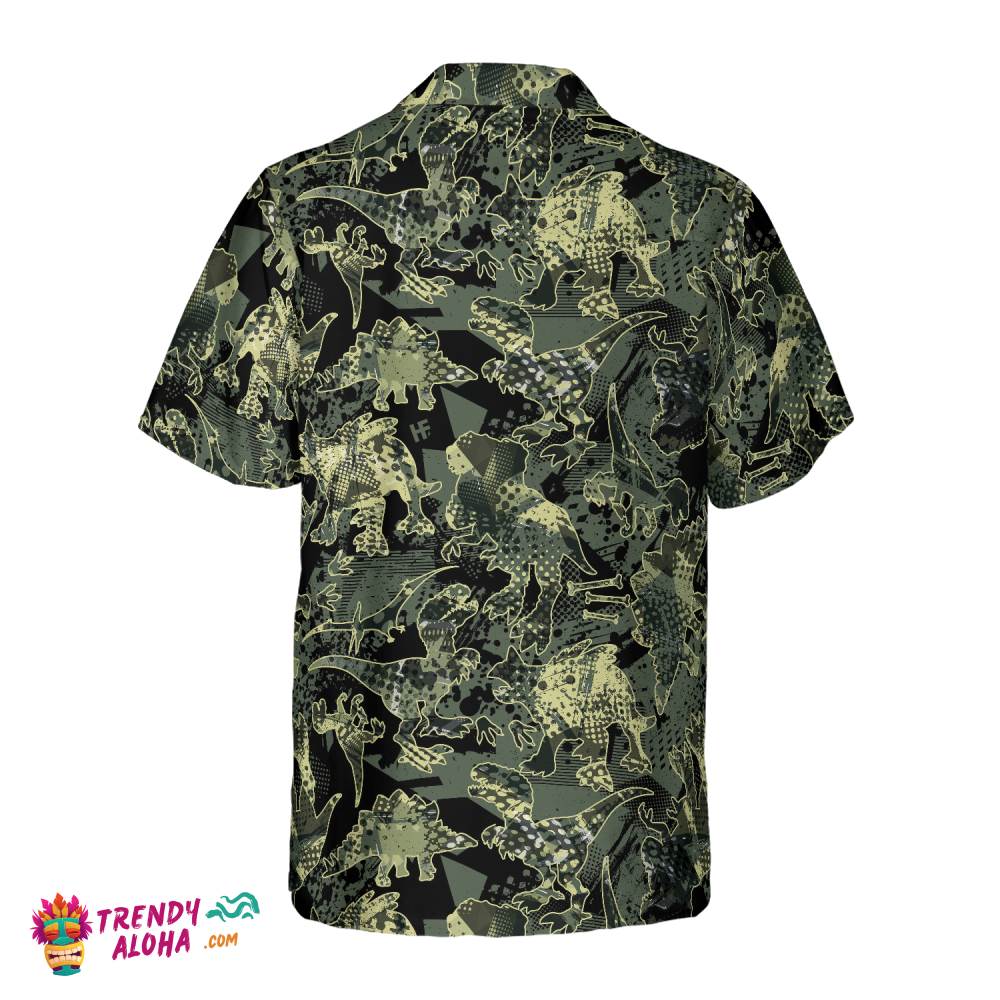 Camo Dinosaur Pattern Hawaiian Shirt