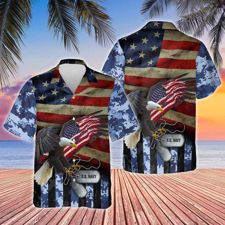 Camo Style United States Navy Design Trendy Hawaiian Shirt