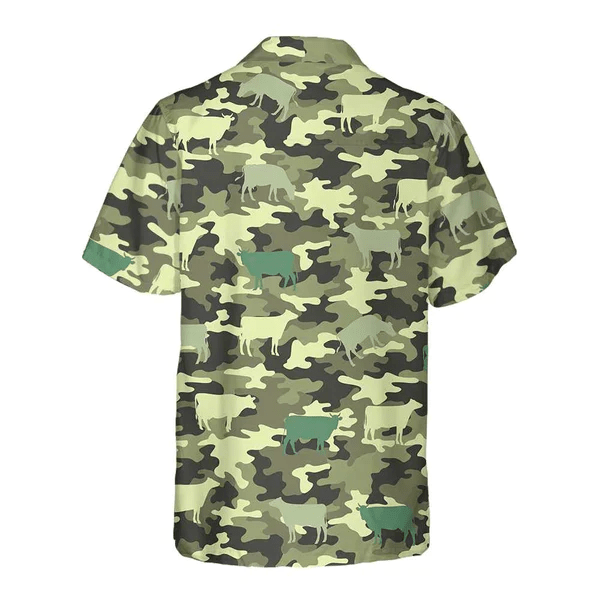 Camouflage Cow All Printed 3D Trendy Hawaiian Shirt, Cow Trendy Hawaiian Shirt, Summer Gifts For Men And Women