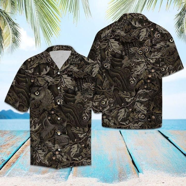 Camouflage Owl Butterfly Trendy Hawaiian Shirt