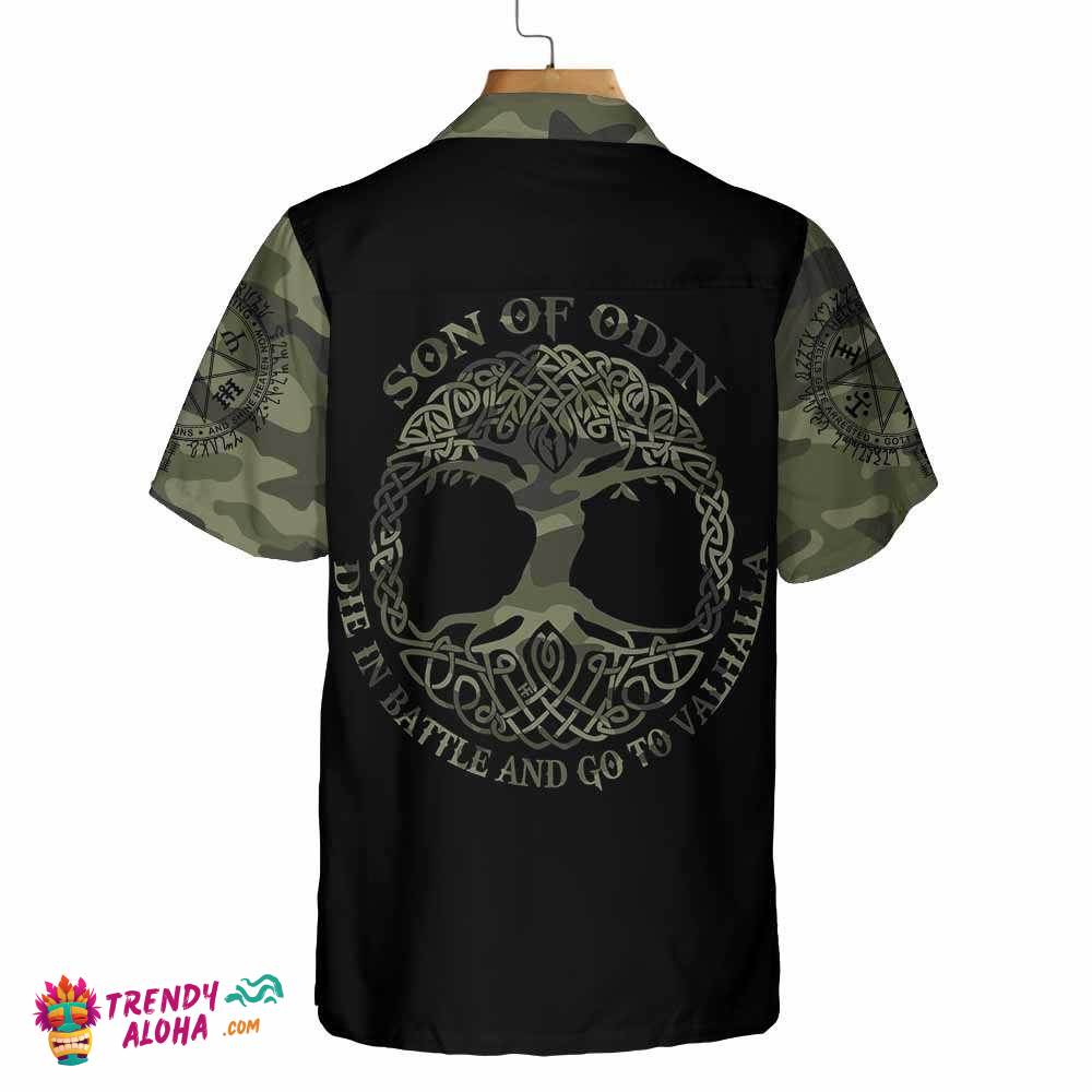 Camouflage Skull Viking Hawaiian Shirt, Son Of Odin Viking Shirt