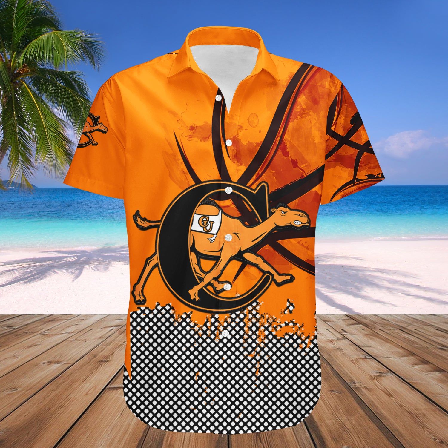 Campbell Fighting Camels Hawaii Shirt Basketball Net Grunge Pattern – NCAA