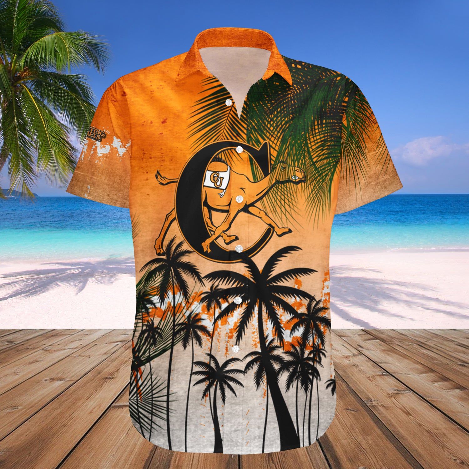 Campbell Fighting Camels Hawaii Shirt Coconut Tree Tropical Grunge – NCAA