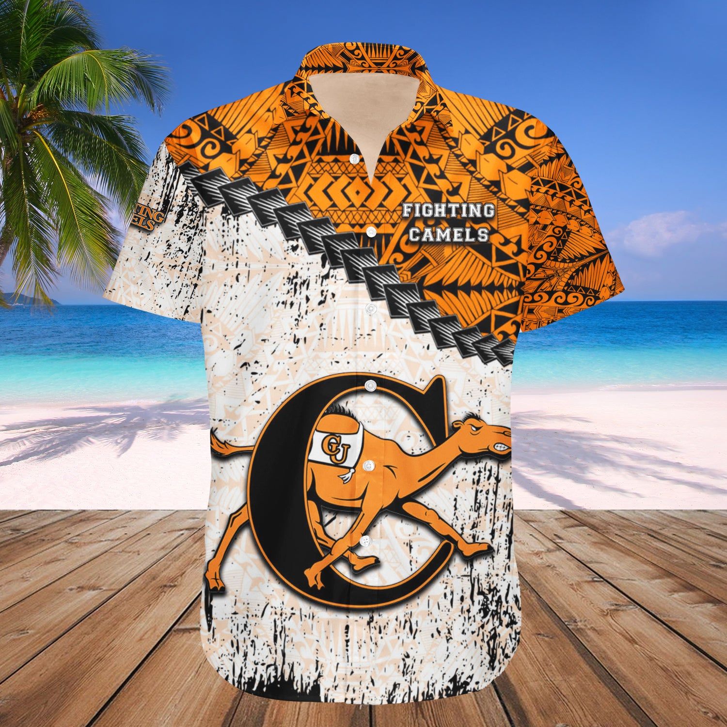 Campbell Fighting Camels Hawaii Shirt Grunge Polynesian Tattoo – NCAA
