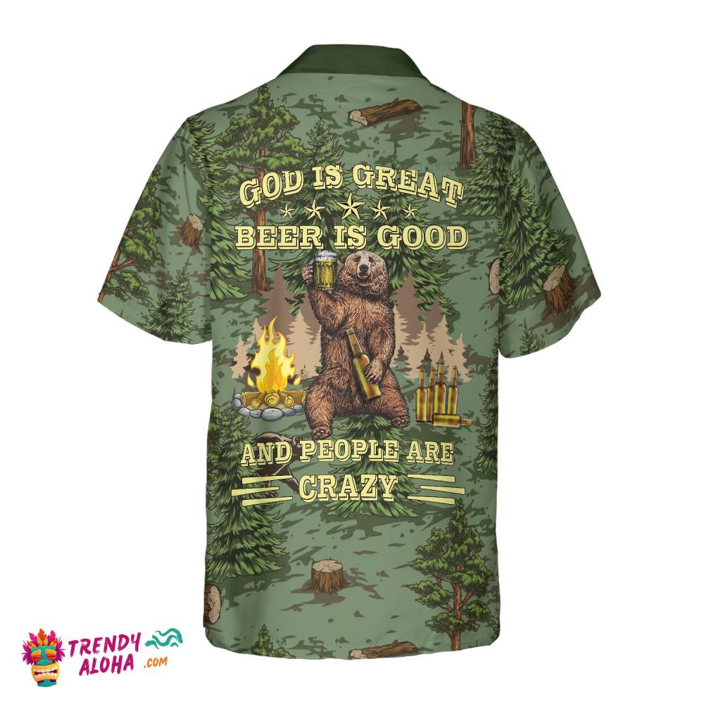 Camping Angry Bear Drink Beer Hawaiian Shirt