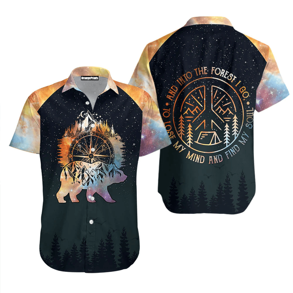 Camping Bear And Into The Forest I Go Hawaiian Shirt