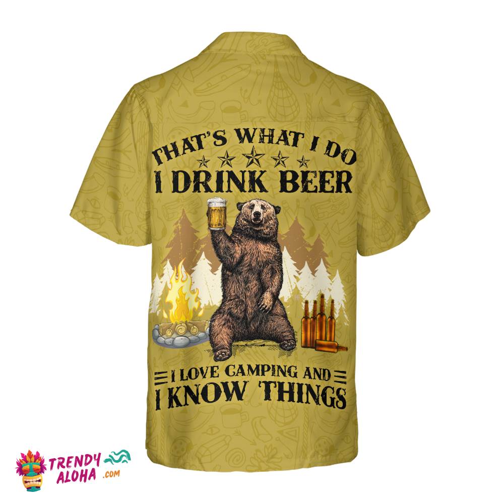 Camping Bear Drink Beer Hawaiian Shirt