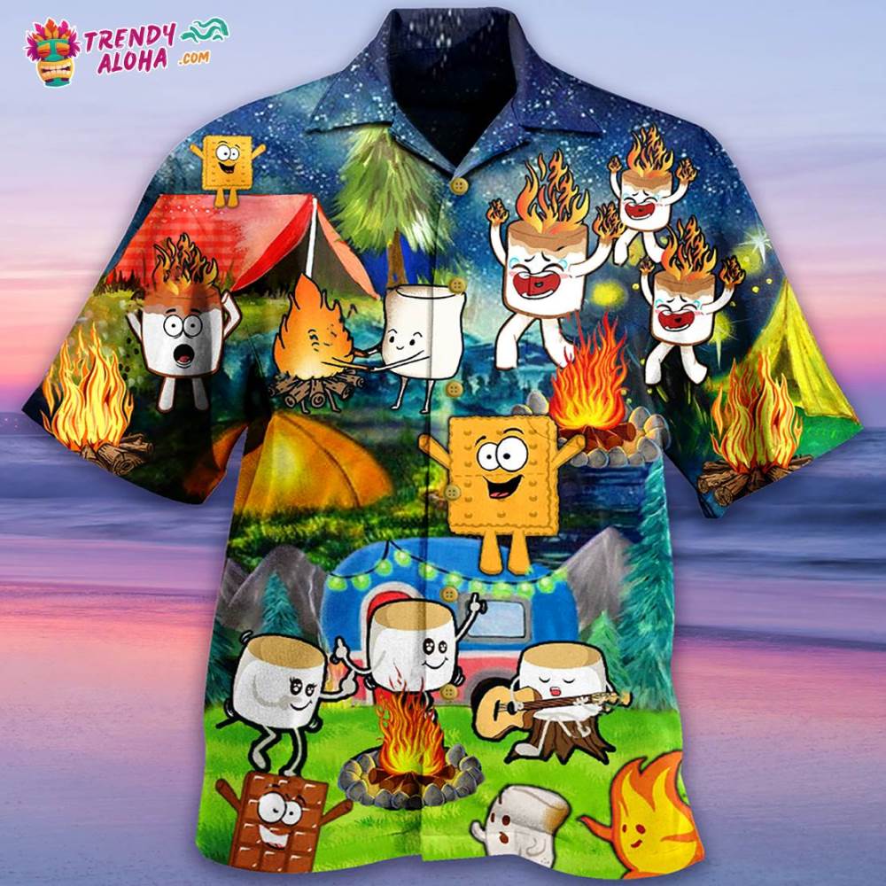 Camping Chocolate Marshmallow Fire Hawaiian Shirt – Trendy Aloha