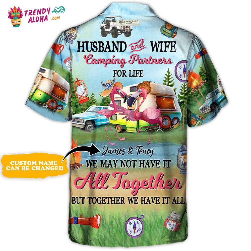 Camping Flamingo Husband And Wife Camping Partners For Life Personalized – Hawaiian Shirt – Personalized Photo Gifts Hawaiian Shirt – Trendy Aloha Camping Flamingo Husband And Wife Camping Partners For Life Personalized – Hawaiian Shirt – Personalized Photo Gifts Hawaiian Shirt – Trendy Aloha