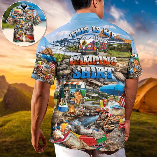 Camping Funny Cat Chilling This Is My Camping Shirt – Hawaiian Shirt