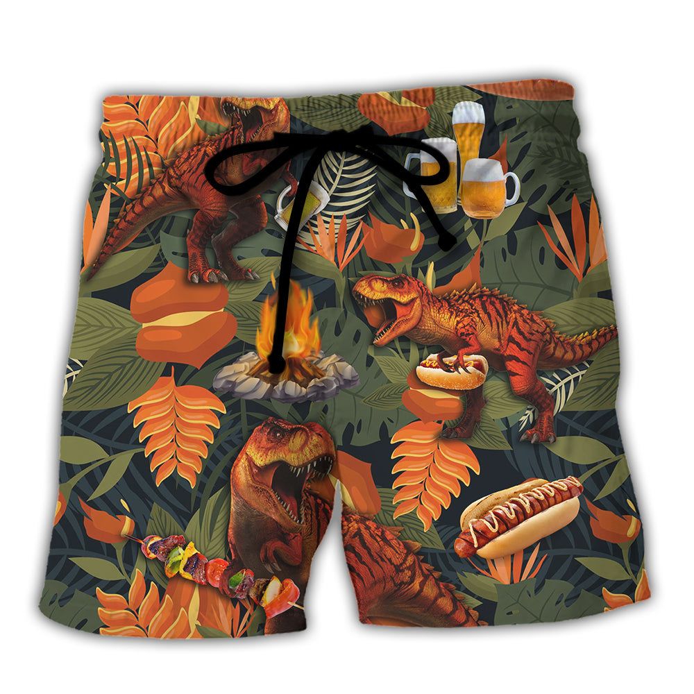 Camping Funny Dinosaur Hungry Happy Camper Lover Camping – Hawaiian Shirt