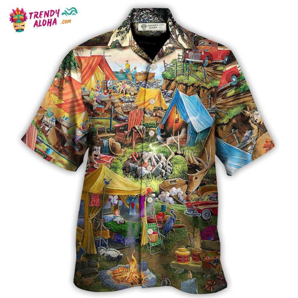 Camping Glamping Tent Family Picnic Happiness Hawaiian Shirt – Trendy Aloha