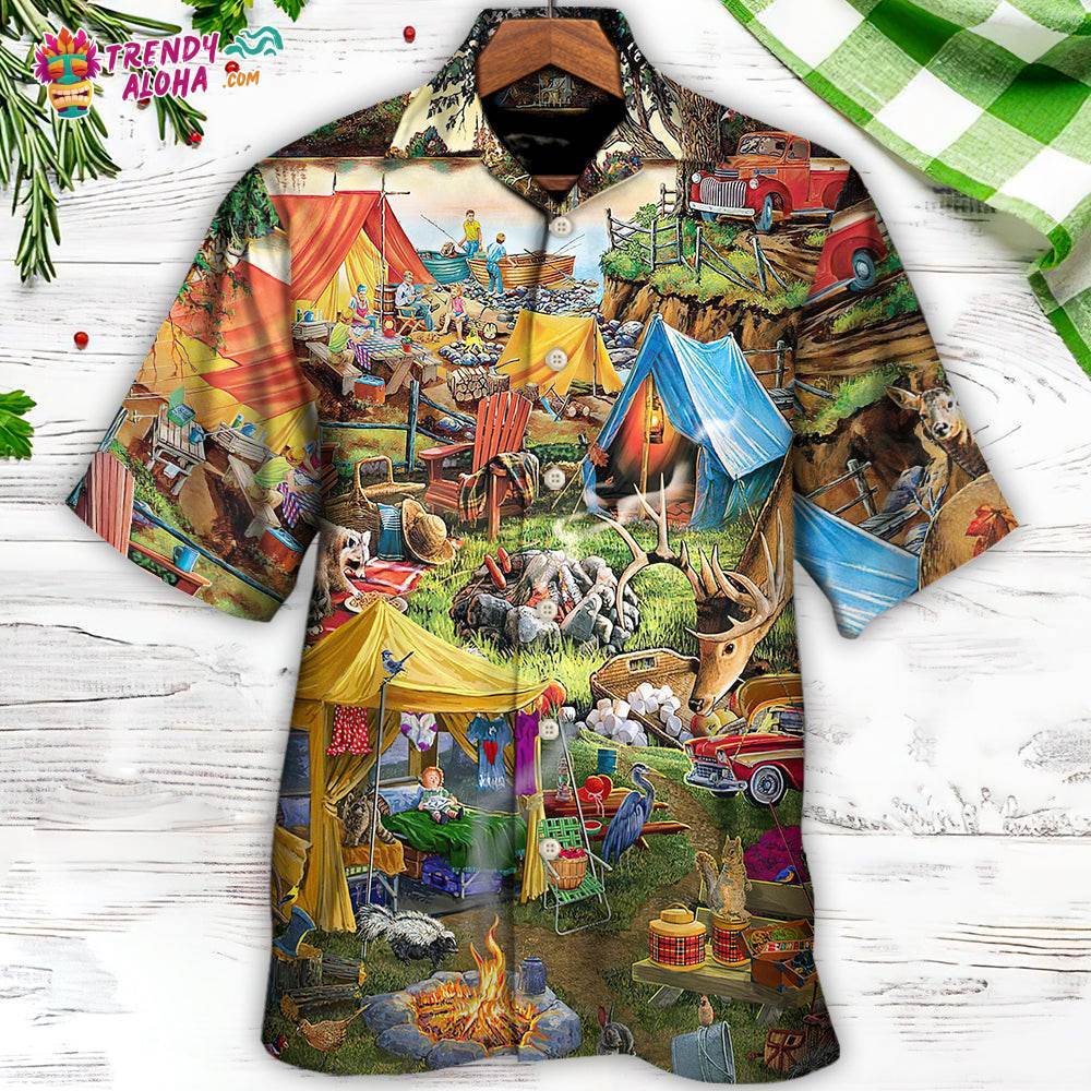 Camping Glamping Tent Family Picnic Happiness Hawaiian Shirt – Trendy Aloha