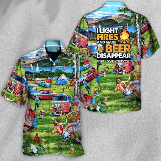Camping I Light Fires And Make Beer Disappear – Hawaiian Shirt