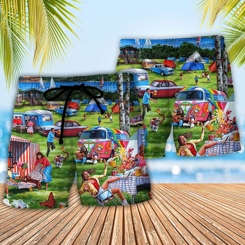 Camping I Light Fires And Make Beer Disappear Trendy Aloha Hawaiian Beach Shorts