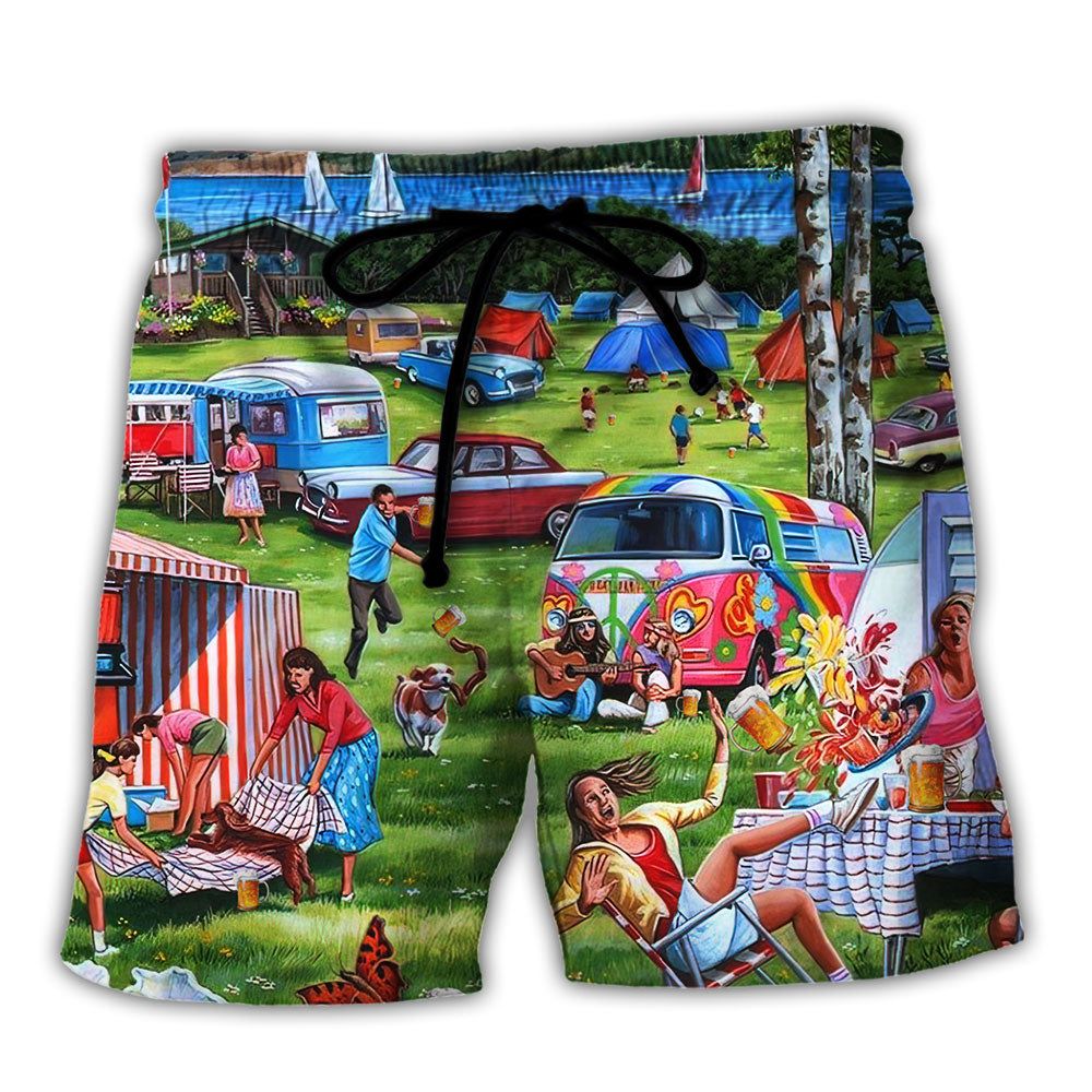 Camping I Light Fires And Make Beer Disappear Trendy Aloha Hawaiian Beach Shorts