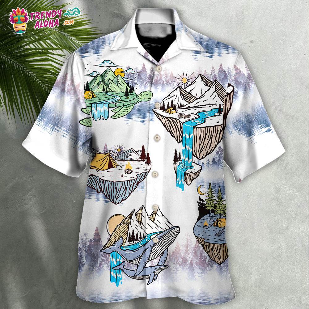 Camping Turtle And Shark Hawaiian Shirt – Trendy Aloha