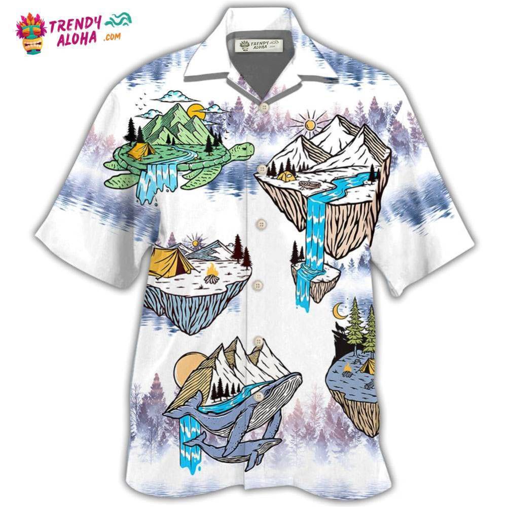 Camping Turtle And Shark Hawaiian Shirt – Trendy Aloha