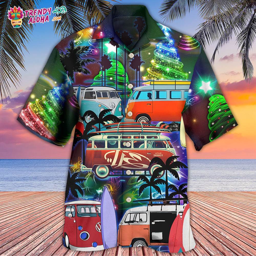 Camping Van Merry Christmas Happy Night Hawaiian Shirt – Trendy Aloha