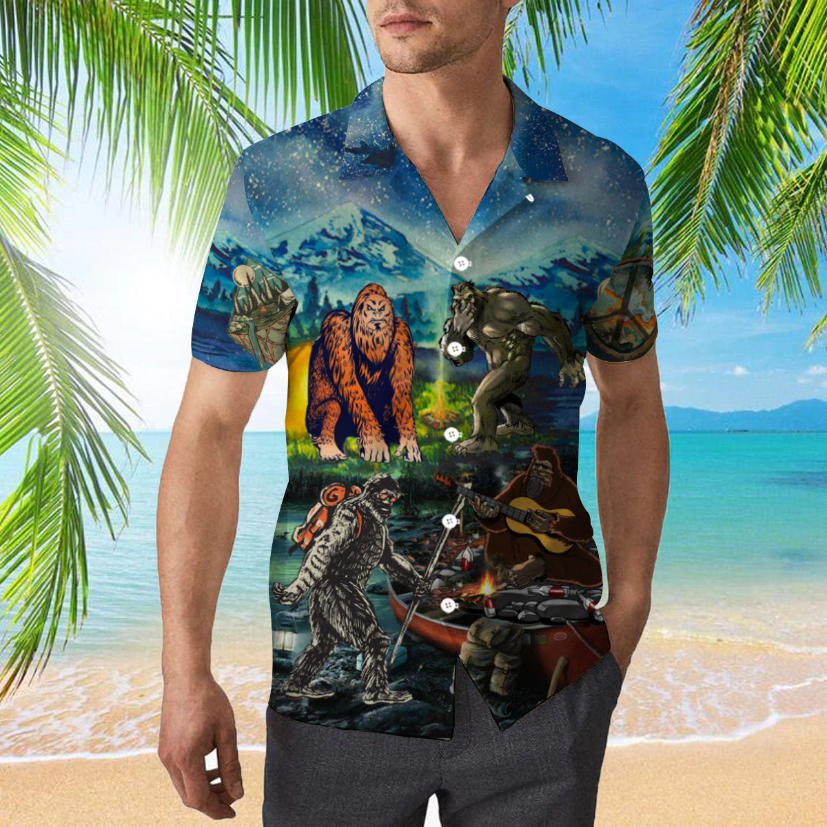 Camping With Bigfoot Trendy Hawaiian Shirt Camping With Bigfoot Trendy Hawaiian Shirt