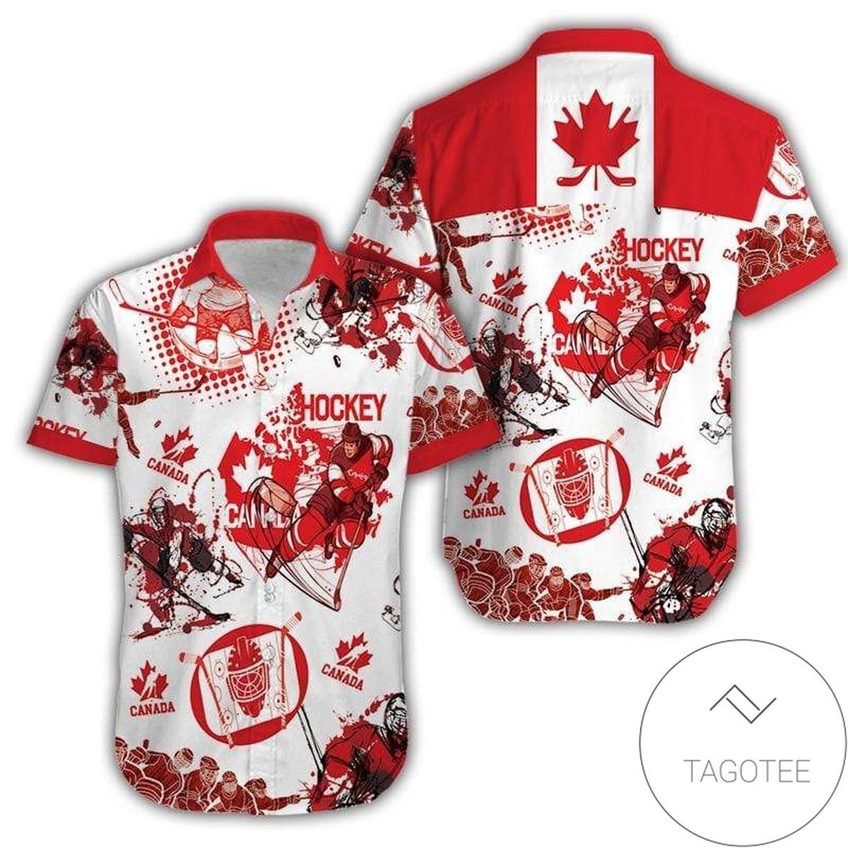 Canada Hockey Themed Design Hawaiian Shirt Elegance Tropical Style