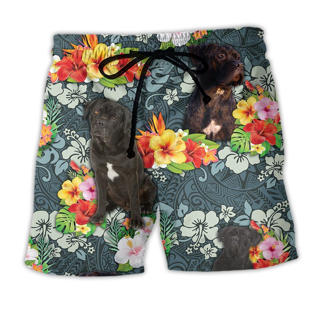 Cane Corso Dog Lover Tropical Floral Trendy Aloha Hawaiian Beach Shorts Cane Corso Dog Lover Tropical Floral Trendy Aloha Hawaiian Beach Shorts