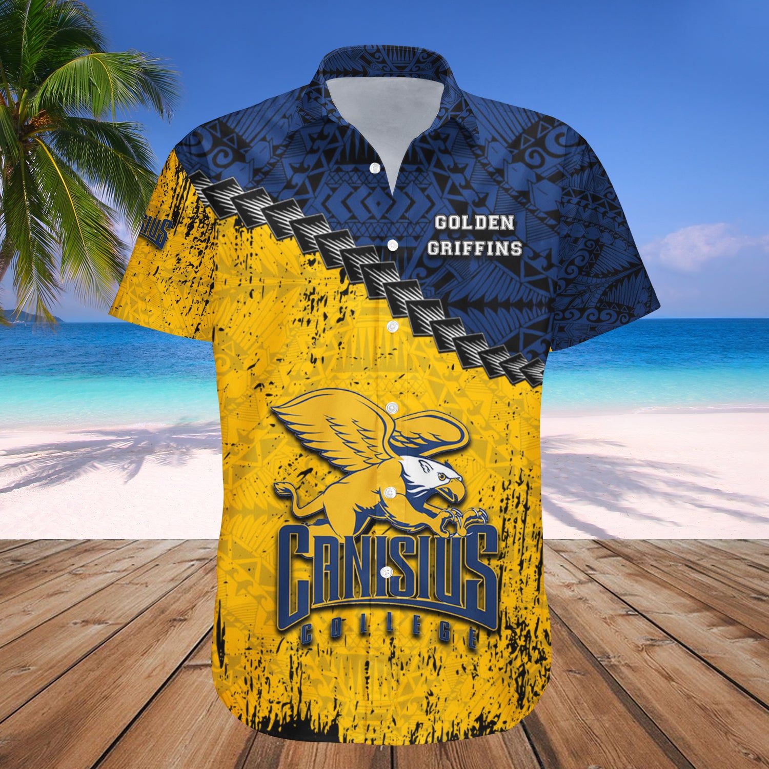 Canisius Golden Griffins Hawaii Shirt Grunge Polynesian Tattoo – NCAA