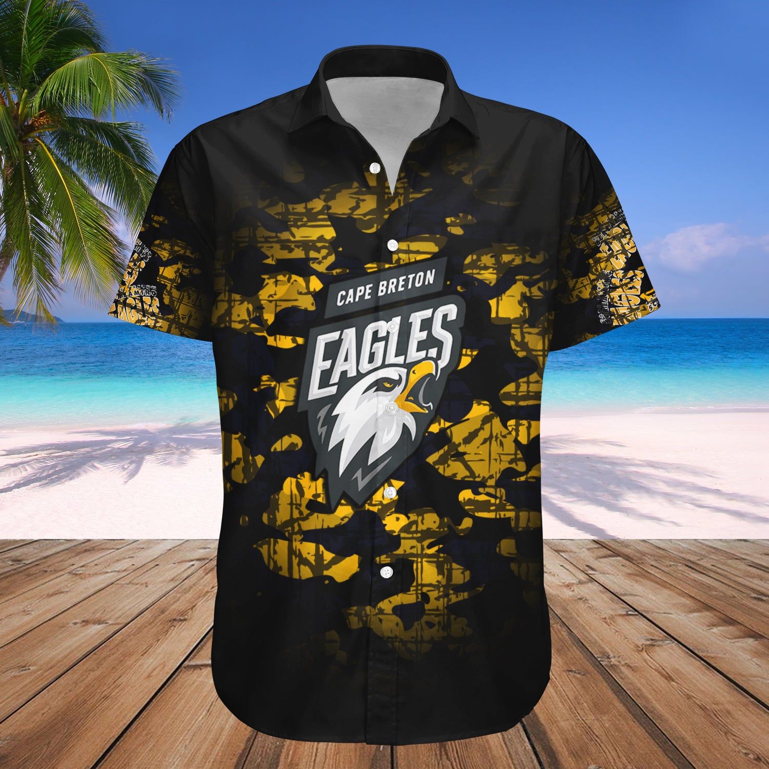 Cape Breton Eagles Hawaii Shirt Camouflage Vintage – Ca Hockey