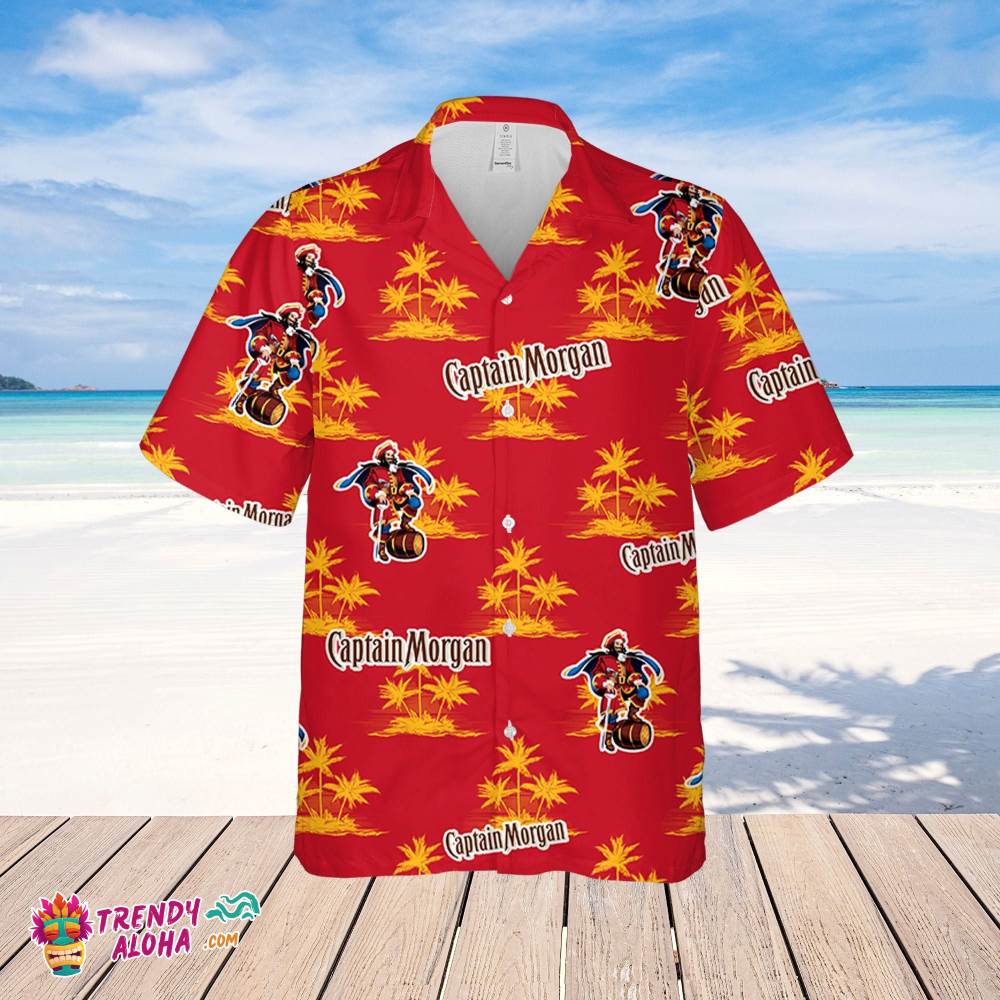 Captain Morgan Hawaiian Coconut Island Pattern Hawaiian Beer Lover Shirt, Classic Flowers Beer Aloha Shirt